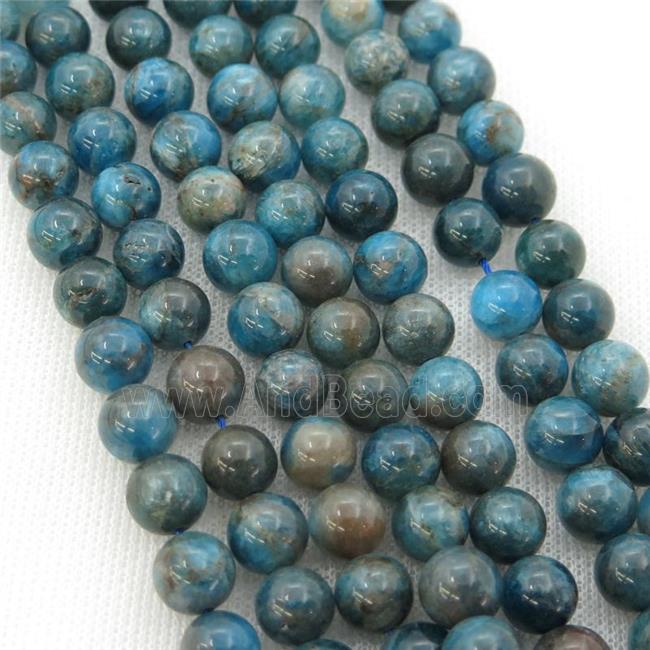 round Blue Apatite Beads