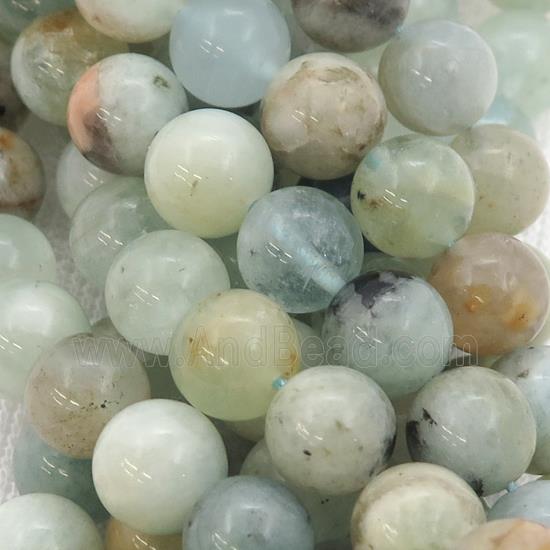 round Aquamarine Beads, B-grade