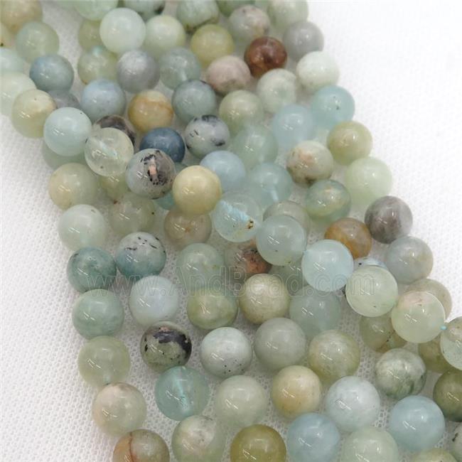 round Aquamarine Beads, B-grade