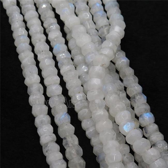 white MoonStone beads, faceted rondelle