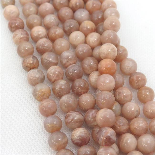 peach MoonStone Beads, round, B-grade