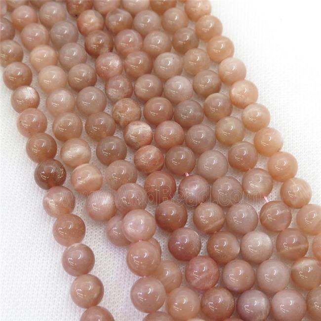peach MoonStone Beads, round, A-grade