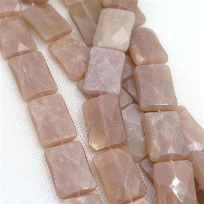 peach moonstone beads, faceted rectangle