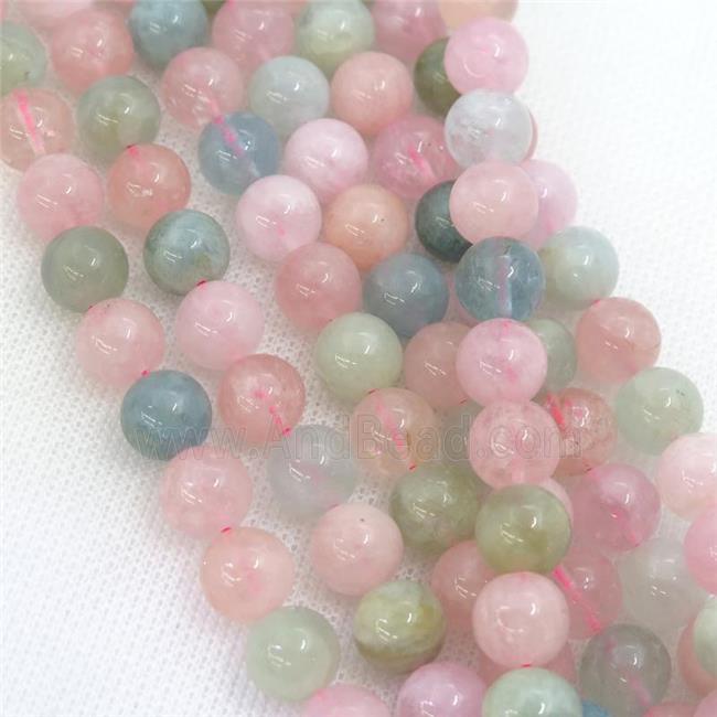 round Morganite Beads, mix color, A-grade