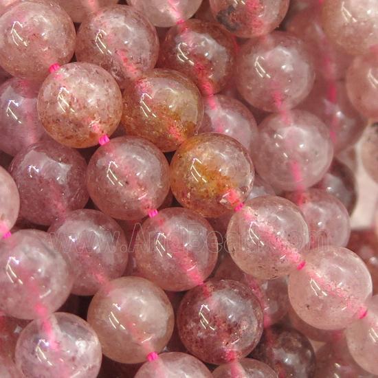 round Strawberry Quartz Beads
