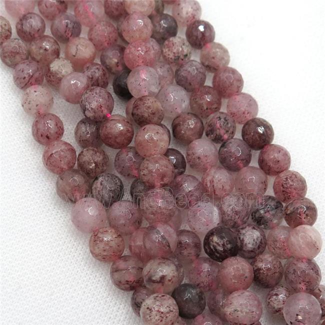 faceted round Strawberry Quartz Beads