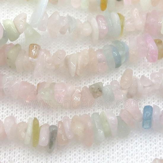 Morganite chip beads, multicolor