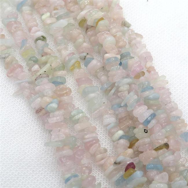 Morganite chip beads, multicolor