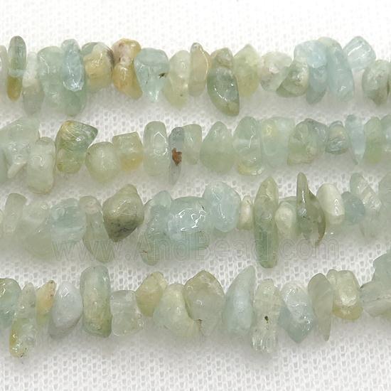 Aquamarine chip beads, B-grade