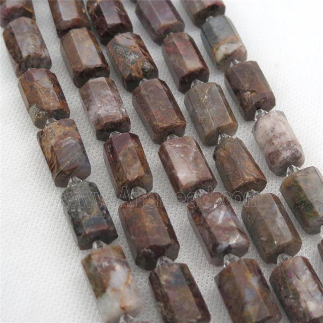 Pietersite Jasper beads, faceted cylinder