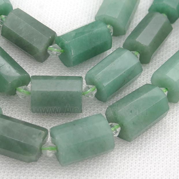 green Aventurine beads, faceted tube