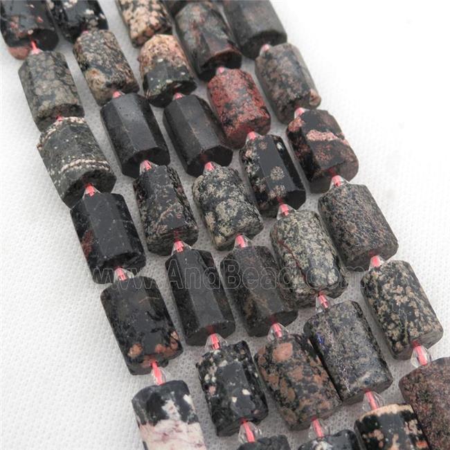 red Snowflake Jasper beads, faceted column