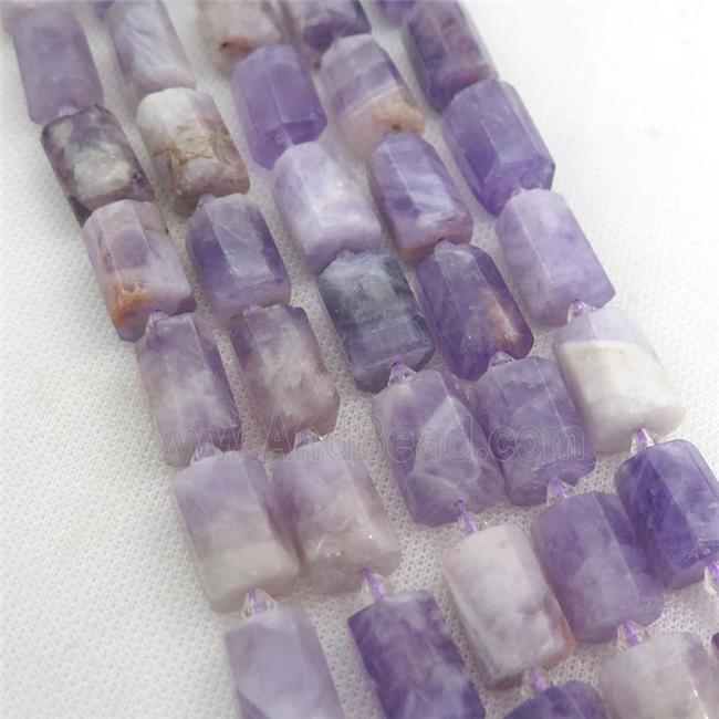 purple Chalcedony beads, faceted tube