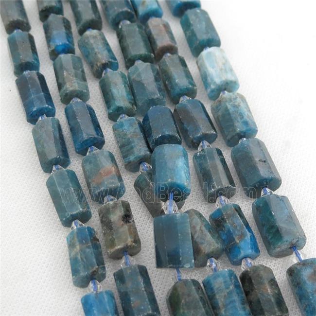 blue Apatite beads, faceted tube