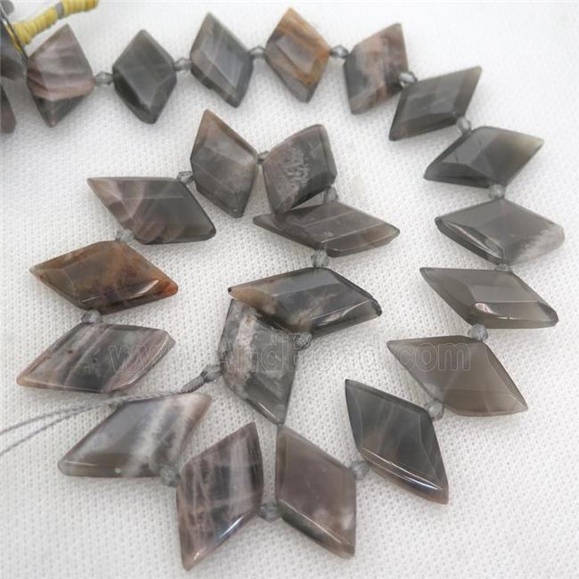 deep gray MoonStone rhombic beads