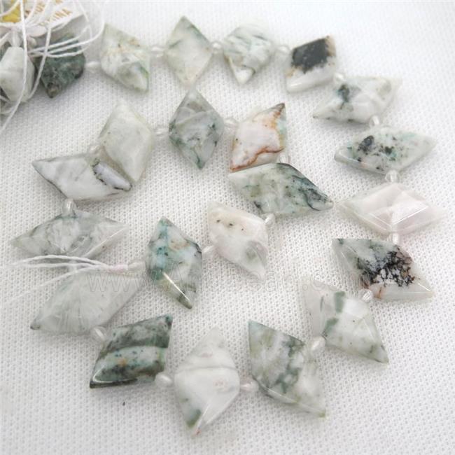 green Tree Agate rhombic beads