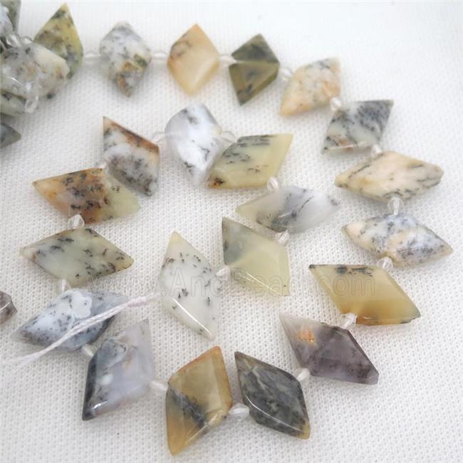 white Moss Opal rhombic beads