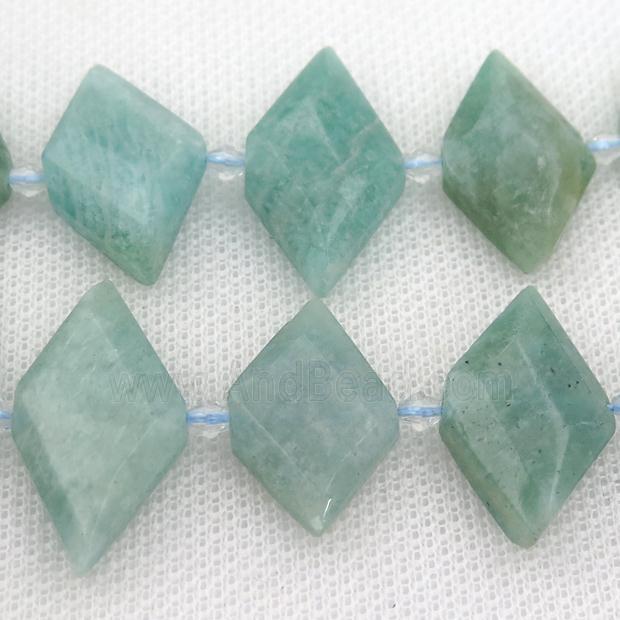 green Amazonite rhombic beads