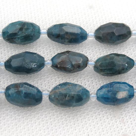 blue Apatite beads, faceted barrel
