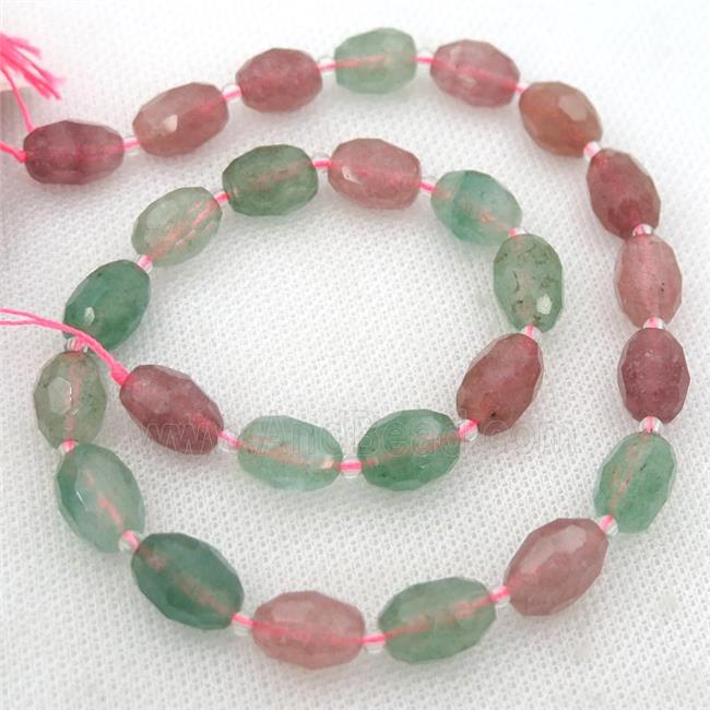 Strawberry Quartz beads, mix color, faceted barrel