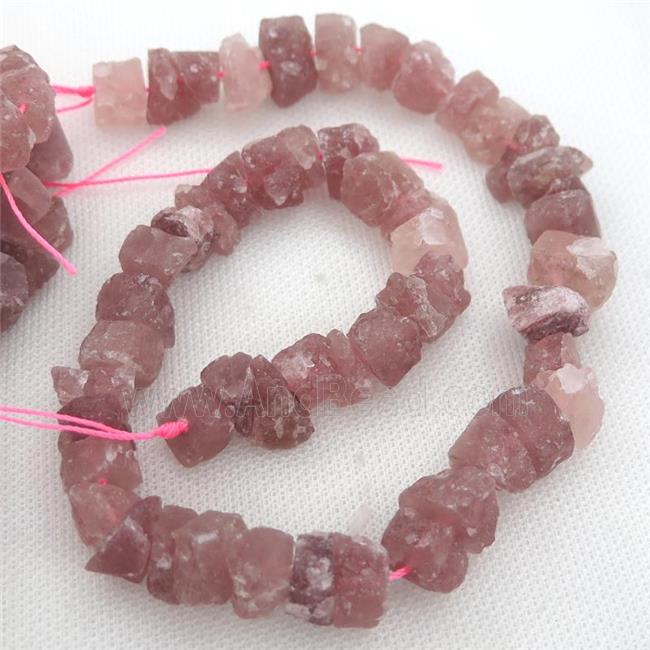 Strawberry Quartz chip beads, freeform
