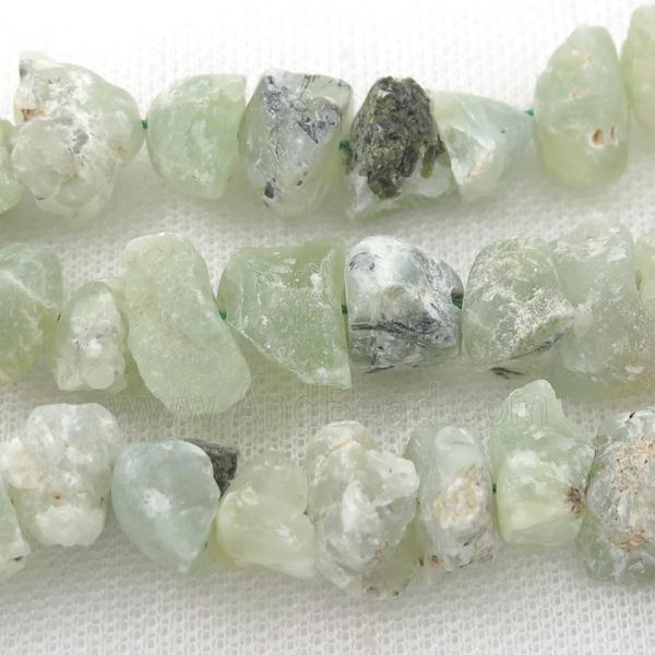 green Prehnite chip beads, freeform