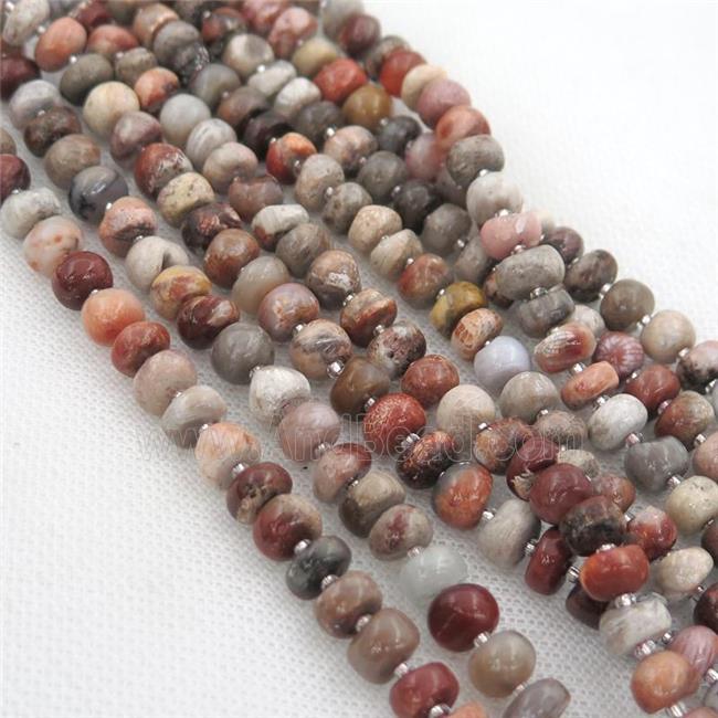 red Coral Fossil rondelle beads