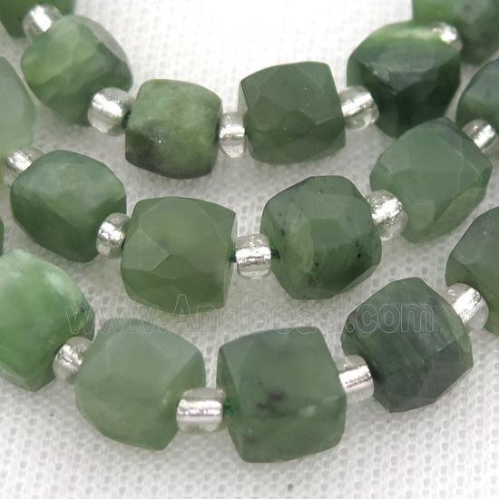 green Canadian Chrysoprase Beads, faceted cube