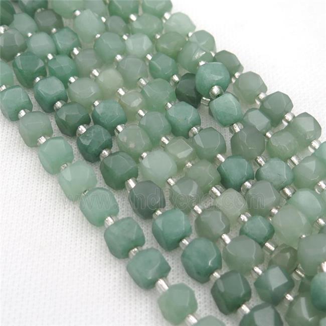 green Aventurine Beads, faceted cube