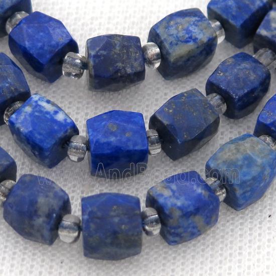 blue Lapis Lazuli Beads, faceted cube