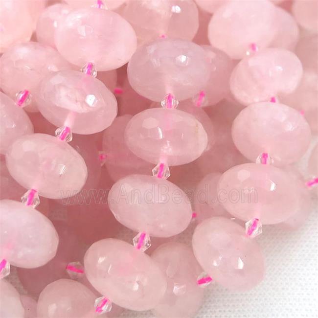 Rose Quartz Beads, faceted rondelle