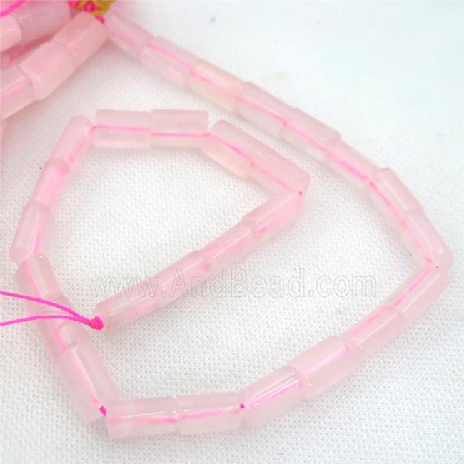 Rose Quartz Beads, flat tube