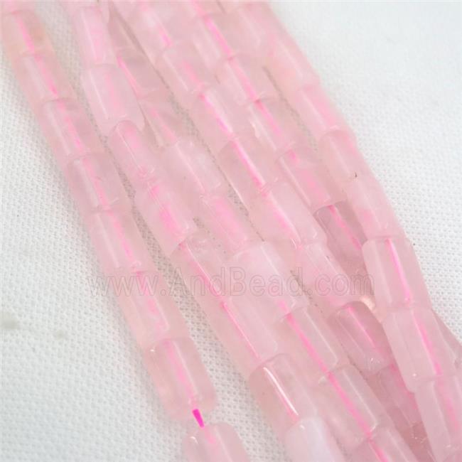 Rose Quartz Beads, flat tube