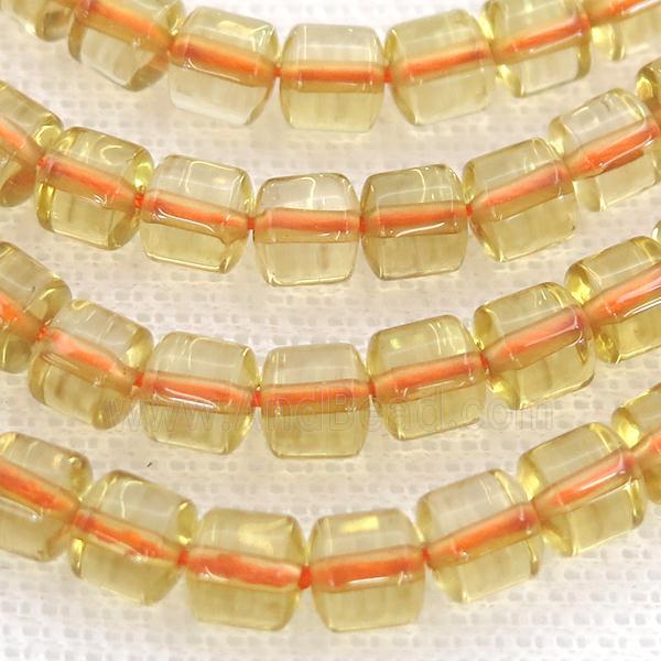 Crystal Quartz Beads, tube, lt.yellow dye