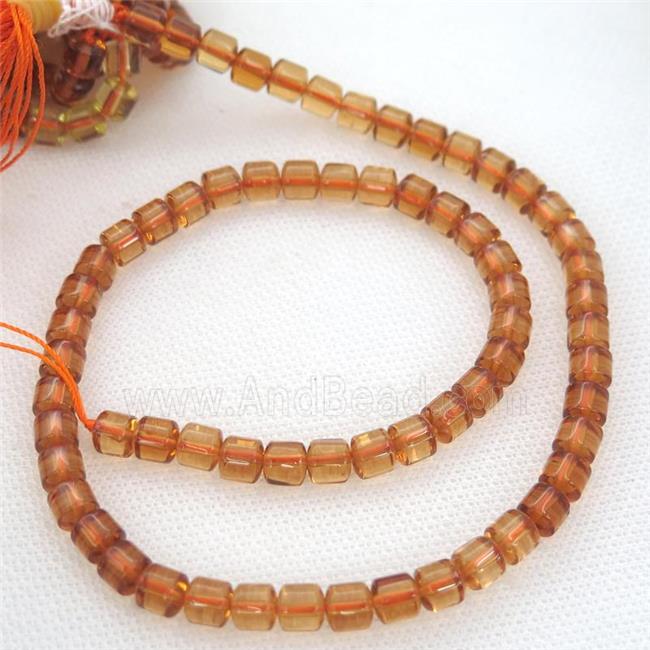 Crystal Quartz Beads, tube, yellow dye