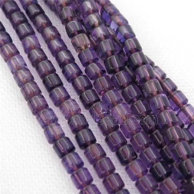 Crystal Quartz Beads, tube, purple dye