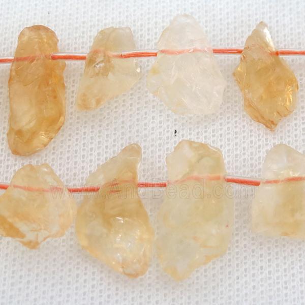 rough Citrine Beads, freeform, topdrilled