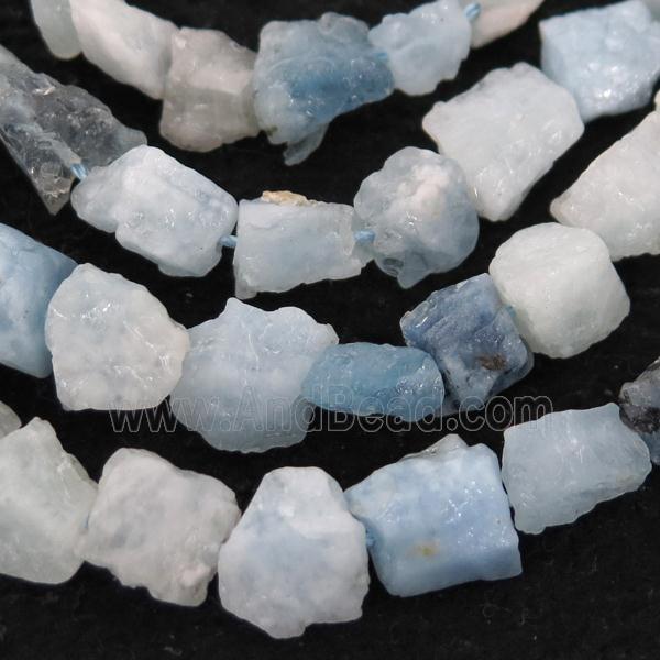 blue Aquamarine Beads, freeform