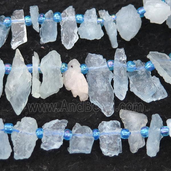 blue Aquamarine Beads, freeform, topdrilled