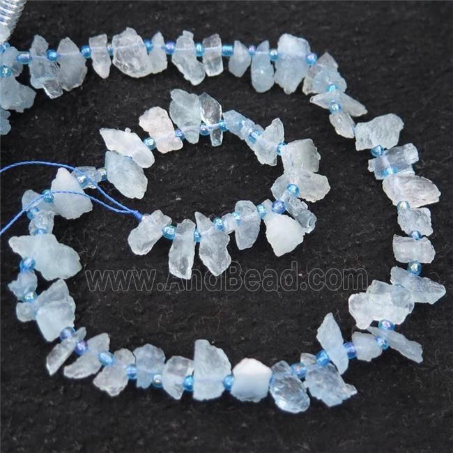 blue Aquamarine Beads, freeform, topdrilled