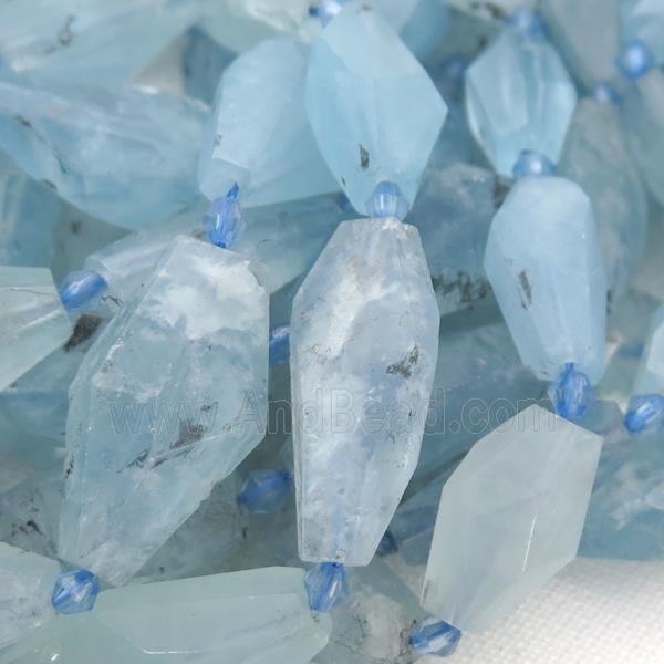 blue Aquamarine Beads, freeform