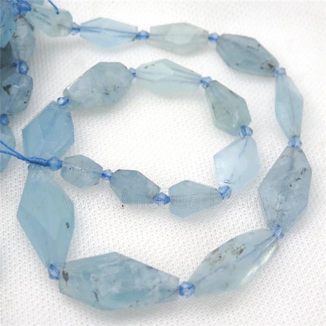 blue Aquamarine Beads, freeform