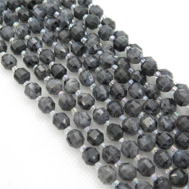 black larvikite Labradorite bullet beads