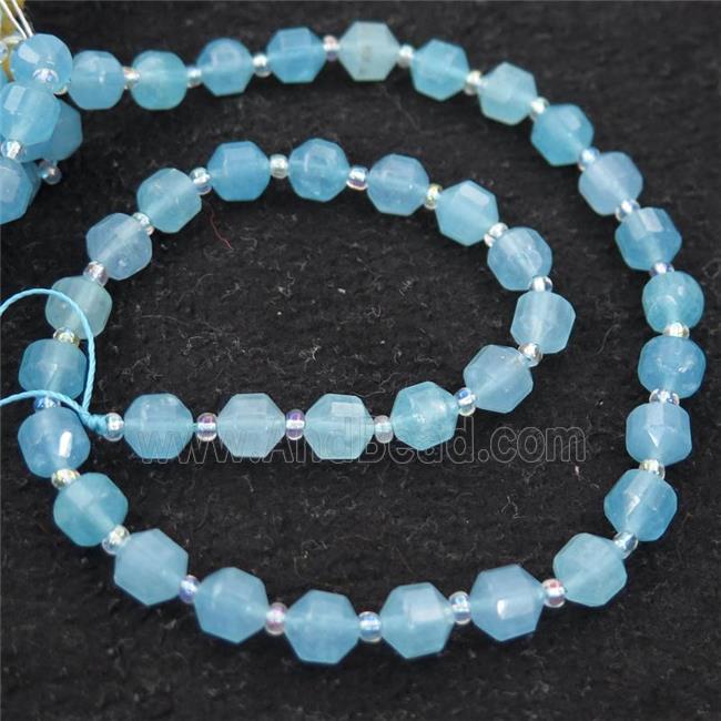 Aquamarine bullet beads, blue treated