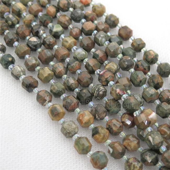 green Rhyolite bullet beads