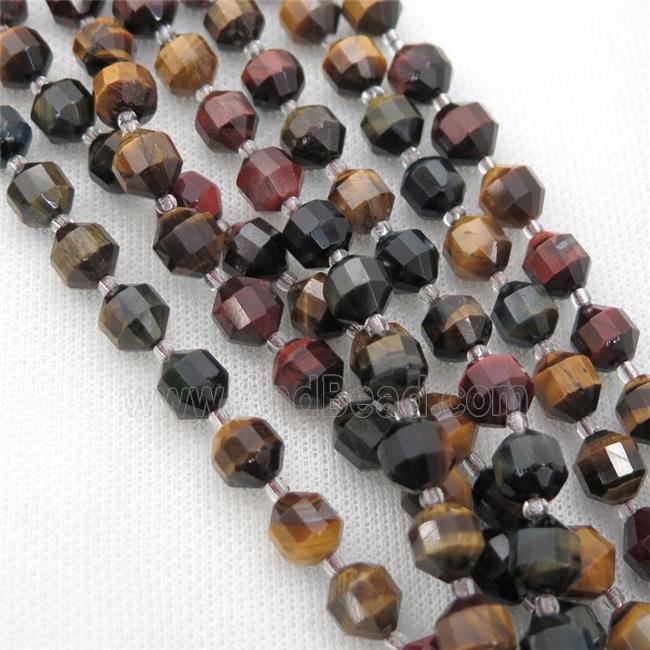 Tiger eye stone bullet beads, multicolor