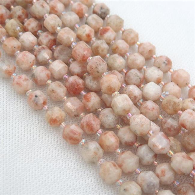 gold spot SunStone bullet beads