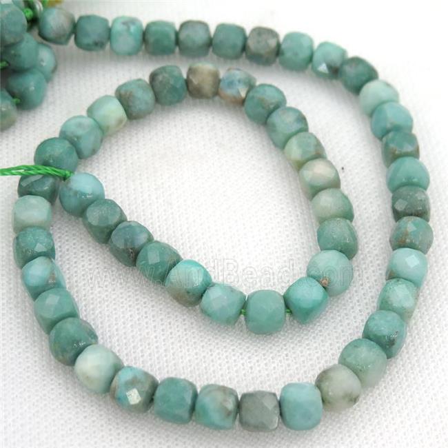green Grass Agate Beads, faceted cube