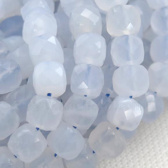 blue Chalcedony Beads, faceted cube