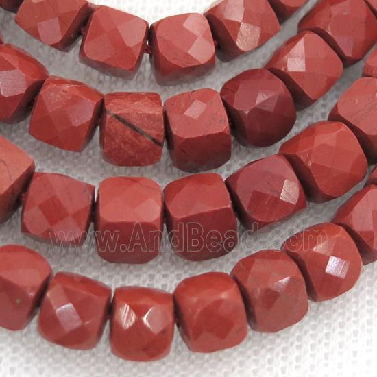 red Jasper Beads, faceted cube